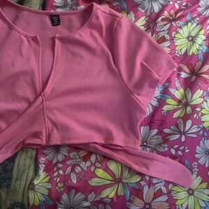 Pink Ribbed Wrap Set